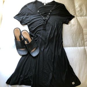 Lace Up Shift Dress